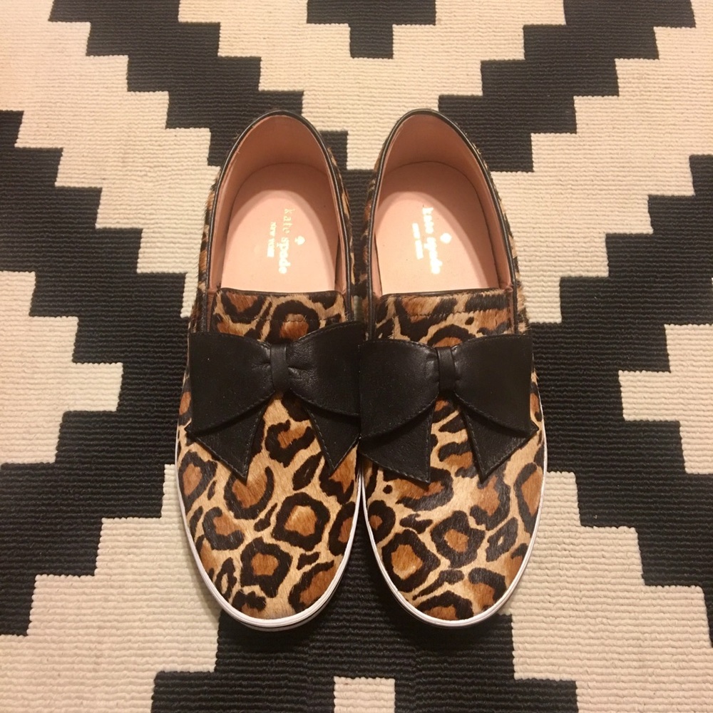 Kate Spade leopard calf hair sneakers 10